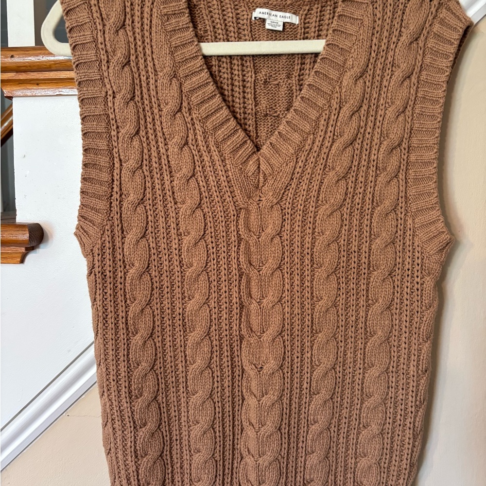 American Eagle Outfitters Tan Knit Sweater Vest